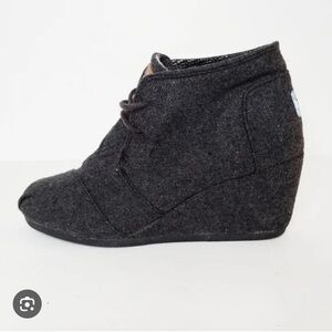 Toms Charcoal Wedge Shoes with Lace-Up Closure